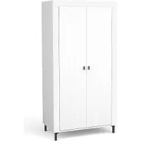 Minio , Kleiderschrank "ASSO 1", Drehtüreschrank, 97 cm, Weiße / Schwarze Farbe