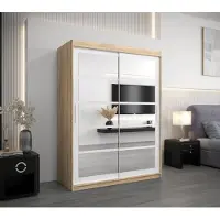 Minio Kleiderschränk 150 cm ROMA 2 Sonoma Eiche / Weiß