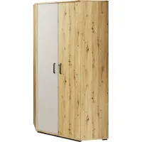 Minio Kleiderschränk QUBIC 1 Eckschrank Artisan-Eiche / Raw Steel / Silk Flou
