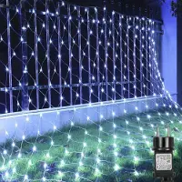 ROSNEK 6X4M 660LED Lichtervorhang Lichterkette 8 Lichtmodi Wasserdicht Weihnachtslicht Party Garten Lichternetz, Kaltweiß