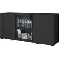 MINIO go for it Kommode, "FARO", 150 cm, 4-türig, Glastüren, mit LED-Beleuchtung, Schwarz Farbe
