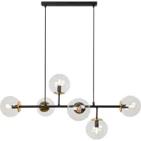 Light11 HOME Siena Deckenleuchte Schwarz Und Gold 6 Flache Lampen Ohne Lampenform E14 Lange Arme