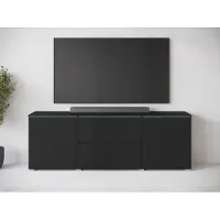 MINIO go for it , große Kommode „VEVE“, 180 cm, mit Hochglanzfronten, 2 Türen, 2 Schubladen, mit LED-Beleuchtung, Schwarze Farbe