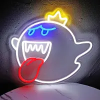 Lapalife Geist Leuchtreklame LED Neonlicht USB Neonschild Neon Nachtlicht Batteriebetrieben für Wand Kinderzimmer Spielzimmer Bar Party Weihnachten Dekoration, Weiß