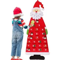 Mc star Adventskalender zum Befüllen Kinder, Stoff-Adventskalender, Weihnachtskalender selbst Befüllen Santa, Adventskalender Taschen