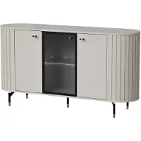 MINIO go for it , Kommode „ZAMA“ 150 cm, mit Glastür, dekorative abgerundete Seiten, mit LED-Beleuchtung, Cashimire Farbe