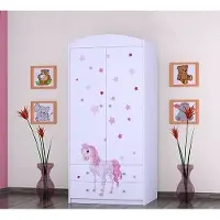 BDW Kleiderschrank, 2 Türen, 2 Schubladen, Garderobenschrank, 180x90 cm, Weiß