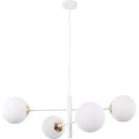 Light11 HOME Vicenza Weissgold Hängelampe 4 Flache Weisse Lampenschirme E14