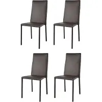 STOCK LINE t m c s Tommychairs - Set von 4 stapelbaren Stühlen Modell Julia für Küche, Bar und Esszimmer, robustes Gestell aus Stahl, gepolstert und mit Kunstleder in der Farbe Moka bezogen