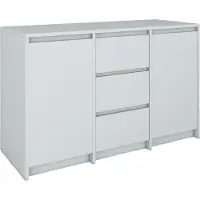 BDW , Kommode mit Schubladen, Sideboard Wohnzimmer, 120x100cm, Hellgrau
