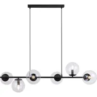 Light11 HOME Siena Schwarze Hängelampe 6 Flache Klarlampe E14