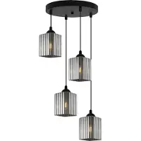Light11 HOME Hängeleuchte Riffle schwarz 4-flammig mit graphitfarbenen Würfelschirmen E27 OW – moderne Pendelleuchte für stilvolle Innenbeleuchtung
