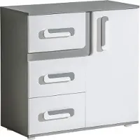 Minio , Kommode 85 cm, "Arezzo", Anthrazit / Weiß / Anthrazit Farbe