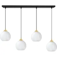 Light11 HOME Hängeleuchte Costa schwarz-gold 4-flammig mit weißen Kugeln E27 – elegante Pendelleuchte für stilvolle Innenbeleuchtung