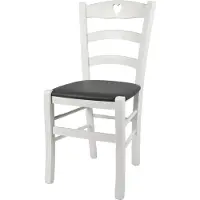 STOCK LINE t m c s Tommychairs - Stuhl CUORE für Küche und Esszimmer, robuste Struktur aus Buchenholz, deckend Weiss lackiert und gepolsterte Sitzfläche mit Kunstleder in der Farbe Dunkelgrau bezogen