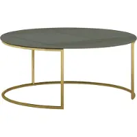 FURNLUX Couchtisch Rose Hill Grau Grün Und Gold 80cm / Hauptfarbe: Grün / Abmessungen: 80 x 35 x 80 cm