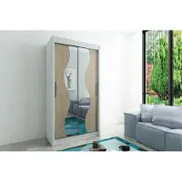 Minio Kleiderschränk 120 cm MADRYT Weiß / Sonoma Eiche