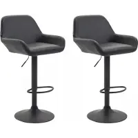 In And OutdoorMatch Luxus Barhocker Margaretta - Schwarz - Deluxe Design - Rückenlehne - Fußstütze - Für Küche und Bar - Gepolsterte Sitzgelegenheit - 2er Set - Kunstleder