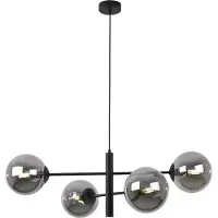 Light11 HOME Vicenza Schwarze Hängelampe 4 Flache Graphit-Lampenschirme E14