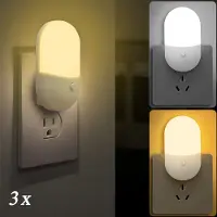 Rosikey 3 Stücke LED Nachtlicht Steckdose Nachtlampe Steckdosenlicht für Baby Kinder Schlafzimmer, Weiß und Warmweiß