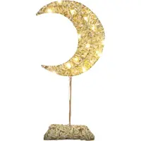 Nikcorp LED Batterie Nacht Tischlampe Mond Dekoratives Ornament Gold 38 cm