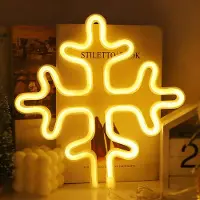 Rosikey LED Neon Schild Schneeflocke Blau 25x25.5cm - Winterdeko Wandlicht - USB & Batteriebetrieb