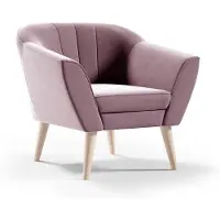 Sofello GUTTO Sessel LINE Velour Samt Fernsehsessel Relaxsessel Rosa Skandinavischer Polstersessel Holzbeine Samt hohe Füẞe Steppung