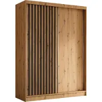 AX Living Cabinio Kleiderschrank 160 breit Artisan Eiche Schwarz