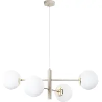 Light11 HOME Hängeleuchte Vicenza kaschmir-gold 4-flammig mit weißen Schirmen E14 – elegante Pendelleuchte fürs Wohnzimmer