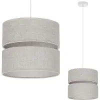 Light11 HOME Duo Leinen Hängelampe Weiss 1 Flache Licht Beige Lampenschirm L01 20Cm