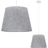 Light11 HOME Hängelampe, Leinenkegel, weiß, 1 flach, grauer Lampenschirm L03 38 cm