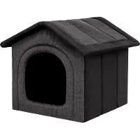Stanislaw Jurga Faltbares Hundehaus für Innen & Außen waschbar, leicht, 70x60 cm Graphit mit Schwarz
