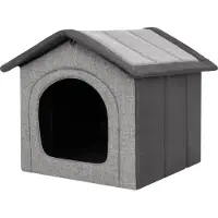 Sellbee Hundehaus Hundehütte Schlafplatz Beruigungsplatz Beruigungshöhle - Inari - 38 x 32 x 38 cm [Größe: R1] - Hellgrau mit Graphit