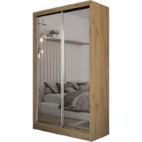 MargaretHadas24 120 cm Kleiderschrank Darix mit Spiegel inklusive 2 Schiebetüren Schwebetürenschrank (Farbe: artisan)