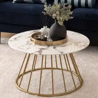 Zesso Eazy Living Couchtisch Ø 70 cm Yvonne Weiß - Gold