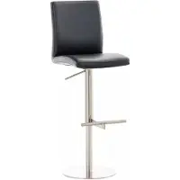 In And OutdoorMatch Barhocker Chelle Cale - Schwarz - Edelstahl - Modernes Design - Rückenlehne - Fußstütze - Für Küche und Bar - Gepolsterte Sitzfläche - Kunstleder