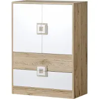 Minio , Kommode 80 cm, "Nimes", Eiche hell / weiß Farbe