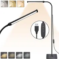 Rosikey Stehlampe Schwarz Dimmbar[120 LEDs USB 3 Farbmodus & 10 Helligkeiten]140cm Höhenverstellbar LED Stehleuchte Leselampe für Wohnzimmer Schlafzimmer Büro