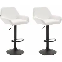 In And OutdoorMatch Luxus Barhocker Sheila - Weiß - Schwarz - Deluxe Design - Rückenlehne - Fußstütze - Für Küche und Bar - Gepolsterte Sitzgelegenheit - 2er Set - Kunstleder