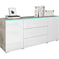 MINIO go for it , Kommode "VEVE", 150 cm, Beton/Weiß glanz Farbe