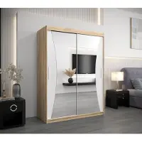 Minio Kleiderschränk 150 cm MONACO Sonoma Eiche / Weiß