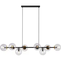 Light11 HOME Siena Hängelampe Schwarz Und Gold 8 Flache Klarlampe E14