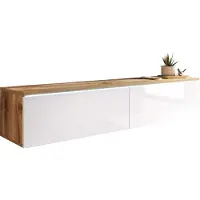 MINIO go for it , TV-Schrank "DONNA", 140cm, stehend, hängend, mit LED-Beleuchtung, Wotan Eiche/Weiss Glanz