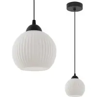 Light11 HOME Riffle Hängelampe Schwarz 1 Flacher Weisser Lampenschirm Kugel E27