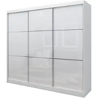 MargaretHadas24 240 cm Kleiderschrank Vena inklusive 3 Schiebetüren Schwebetürenschrank (Farbe: weiß, lacobel weiß)
