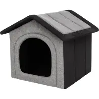 Stanislaw Jurga Faltbares Hundehaus für Innen & Außen – 60x55cm – waschbar, leicht, hellgrau mit schwarz
