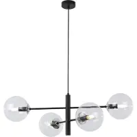 Light11 HOME Vicenza Hängelampe Schwarz Chrom 4 Flache Klarlampe E14