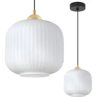 Light11 HOME Hängelampe Riffle Schwarz-Gold 1-flammig mit weißem Zylinder Lampenschirm 20cm E27
