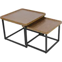 WISFOR Couchtisch 2er Set, Satztisch Beistelltisch Holzoptik, 40cm und 45cm hoch, Kaffeetisch Sofatisch Wohnzimmertisch Modern