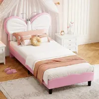 Moonbite Kinderbett 90x200 cm – Samt weiß-rosa mit höhenverstellbarem Kopfteil, leicht montierbar, Samt, Rosa